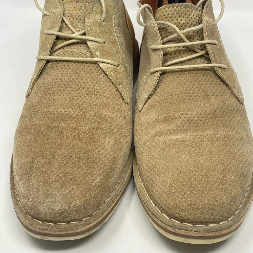 Steve Madden Hendric Chukka Boots Mens 8.5 Tan Brown Suede Perforated Lace Up
